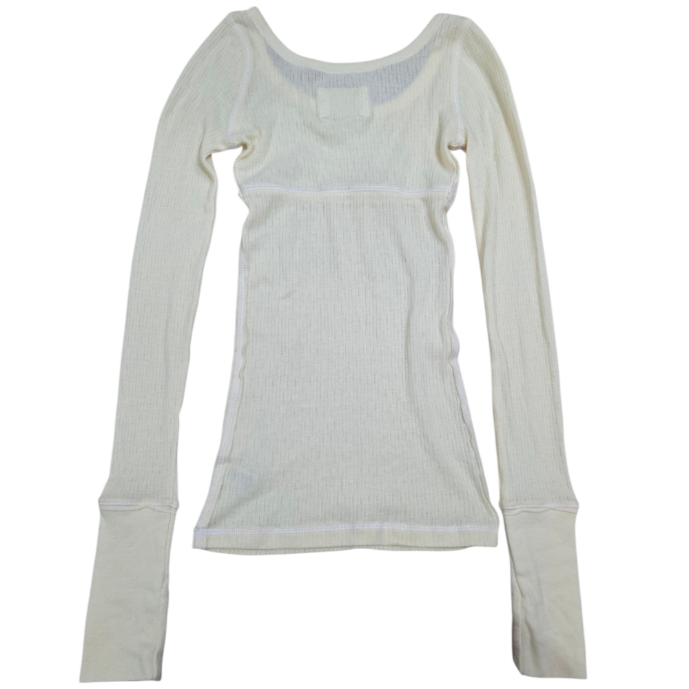 Abercrombie Vintage Babydoll NWT Light Yellow Long Sleeve Ribbed Top - Picture 4 of 4